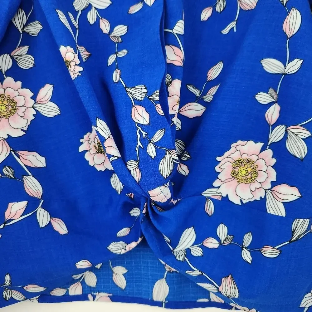 GB Girls Floral Shirt Size Medium Blue, Pink Flowers